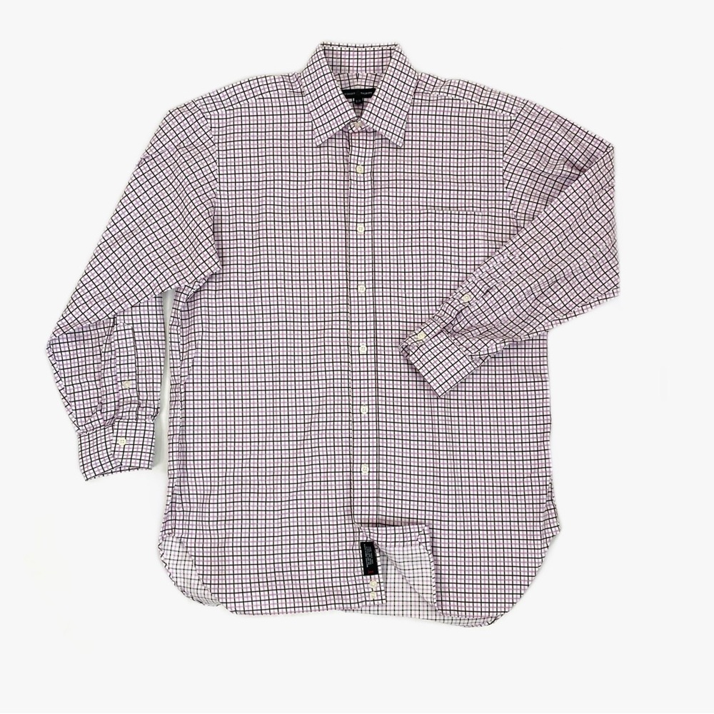Robert Talbott Pink Grid Pattern Dress Shirt 16 - image 5